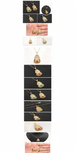 Détail du collier pendentif Pharaon plaqué or 18k avec émail coloré et zircons de qualité AAA