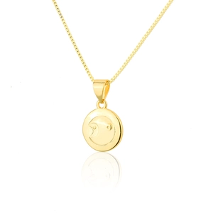 Minimalist 18k gold plated Chinese zodiac necklace with a polished moon pendant