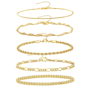 Set di Braccialetti a Catena in Rame Placcato Oro Minimalista per Donna Gioielli di Moda a Più Strati Accessori Versatili Regalo