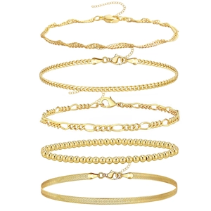 Pulseras Minimalistas de Cobre Chapado en Oro Figaro Cuban Snake Bead para Mujer Joyería de Moda Versátil y Apilable Diario