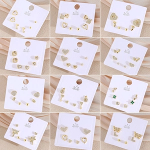Kupfer Vergoldet Herz Ohrstecker Set Mit Künstliche Perle Strass Klein Exquisit Schmuck Für Damen Täglich Tragen