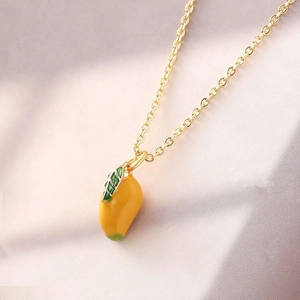 Mini Mango Anhänger Halskette aus vergoldetem Kupfer für Damen Modeschmuck Set