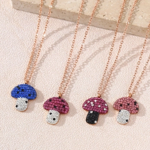 Collares de hongo en oro rosa con colgantes de cristales de circonita de colores para mujer