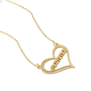 Vergulde Mamma-hartketting met fonkelende zirkonia op een fijne gouden ketting