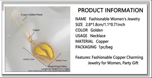 Detailansicht der Durian-Halskette mit 2,8x1,8 cm Größe und 18k vergoldetem Kupfer-Material