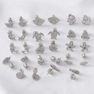 Silberne Meerestier-Ohrstecker Set mit Wal Schildkröte und Zirkonia Seestern Motiven