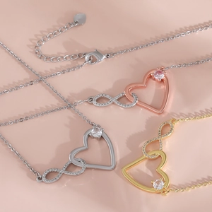 18k gold plated infinity heart necklaces in silver, gold and rose gold finishes