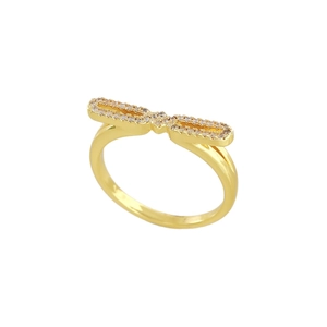 Minimalistischer 18k vergoldeter Schleifenring für Damen mit Mikro-Pavé-Zirkonia-Akzenten