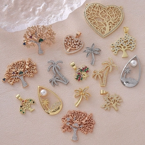 18K goud vergulde bedels met levensboom en hart voor DIY sieraden ontwerpen