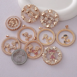 Pendaglio in rame placcato oro 18 carati con zirconi per collane e braccialetti