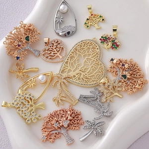 Mix van 18K vergulde bedeltjes met Levensboom en hart voor DIY sieraden maken en ontwerpen