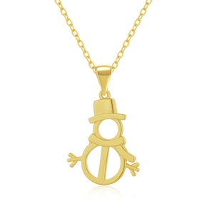 Detail der 18 Karat vergoldeten Schneemann-Halskette mit festlichem Silhouetten-Design