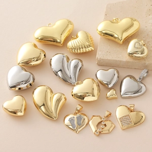 Ciondolo a Cuore in Rame DIY Solo Senza Catena Placcato Oro Argento Cuore Charm Per Produzione Gioielli Lucidatura a Specchio Ciondolo Cuore Per Donna Collana Bracciale Accessori
