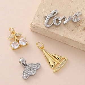 Modische vergoldete Segelboot und Kirsche Anhänger mit glitzernden Strasssteinen für DIY Schmuck