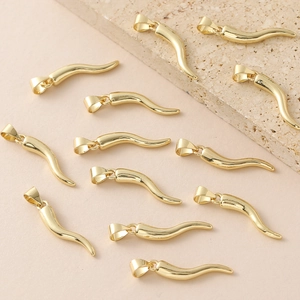 Italian Horn Chili Pendant Gold Plated Copper Cornicello Charm For DIY Jewelry Making Findings Accessories Gift For Women
