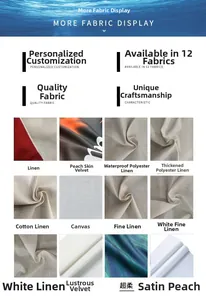 Detailed fabric texture selection for custom pillow covers including linen and velvet