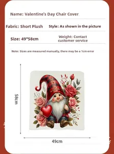 Détail de la housse de chaise de Saint-Valentin avec motif gnome en peluche, 49x58cm