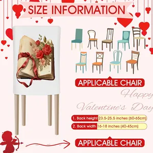 Guide des tailles de housse de chaise de Saint-Valentin montrant la hauteur et la largeur