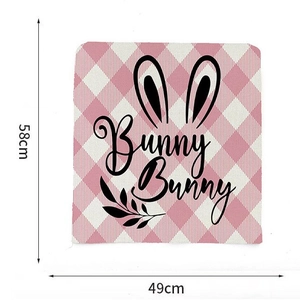 Easter bunny bunny chair cover with pink plaid patterns, measures 58cm by 49cm size