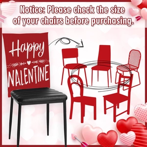 Valentine's Day black leather chair seat cover with red heart festive decorations