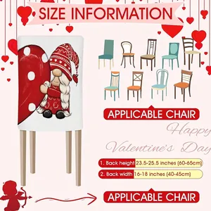 Valentine's Day gnome chair cover size guide with red heart decor for dining room