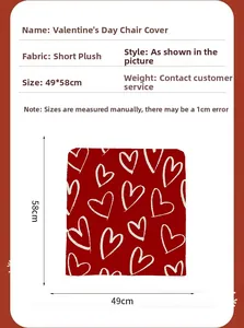Detail of red Valentine's Day chair cover in short plush fabric with heart print