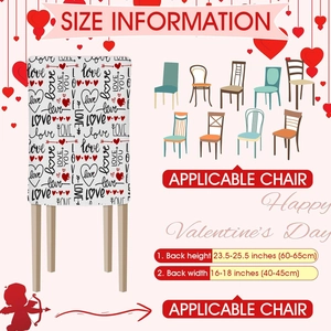 Valentine heart chair cover size chart for 60-65cm back height stretchy protector