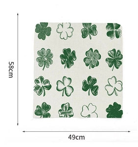 Detailed view of St. Patrick’s Day chair cover with clover patterns and 58x49cm dimensions