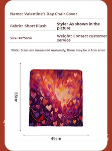 Detail of Valentine's Day heart chair cover made of soft plush fabric with 49x58cm size