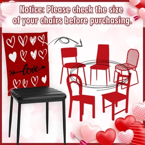 Red Valentine's Day chair cover with Love heart print for various chair back styles