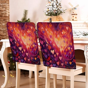 Abstract heart chair covers in vibrant purple and orange for Valentine's home decor
