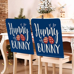 Set di due coprisedie pasquali blu navy con scritta Hunny Bunny e decorazioni a uovo
