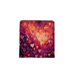 Abstract heart pattern chair cover with vibrant purple and red decorative art print
