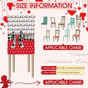 Valentine's Day striped heart chair cover size guide with dimensions and holiday decor
