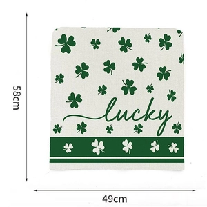 Fodera sedia trifoglio San Patrizio con testo Lucky, dimensioni 58x49 cm, effetto lino