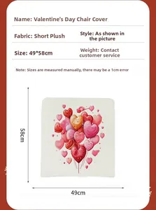 Fodera per sedia di San Valentino con palloncini a cuore rosa e misure di 49x58cm