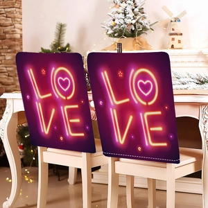 Lot de 2 housses de chaise violettes avec motif LOVE néon pour la Saint-Valentin