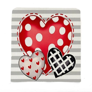 Striped Valentine heart chair cover with red polka dot and black check patterns