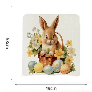Easter rabbit and colorful eggs print chair cover decoration with 58x49cm dimensions