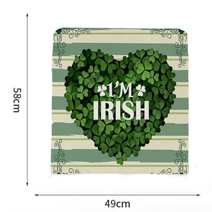 St. Patrick's Day chair cover with green shamrock heart and I'M IRISH text 49x58cm