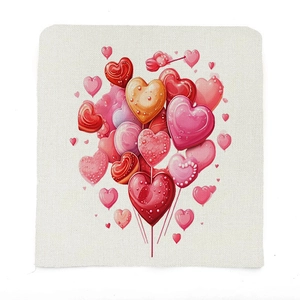 Coprisedia in lino con motivo a palloncino a cuore rosa per decorazioni di San Valentino