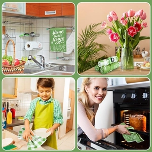Floral microfiber kitchen towel set with Home Sweet Home print for cleaning and decor