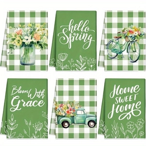 Spring Floral Microfiber Dishcloths For Kitchen Dining Table Decor Home Sweet Home Printed Cleaning Towels Plaid Patterns