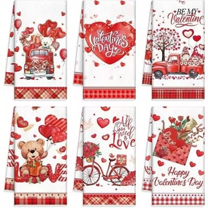 Valentine's Day Microfiber Kitchen Dish Towels Heart Truck Floral Print Absorbent Dishcloth Decorative Table Cleaning Cloth