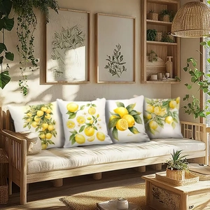 Modern Minimalist Lemon Print Polyester Cushion Cover Fresh Fruit Pattern Square Decorative Pillowcase For Sofa Living Room Home Decor