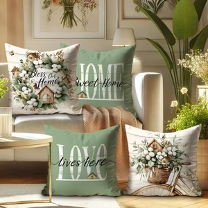 Modern Minimalist Polyester Short Plush Cushion Cover Square Throw Pillowcase With Slogan Flower Pattern For Home Decor