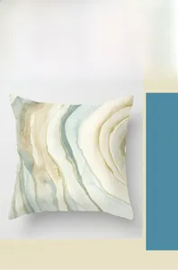 Detail of geometric marble pattern cushion cover with high-definition digital printing