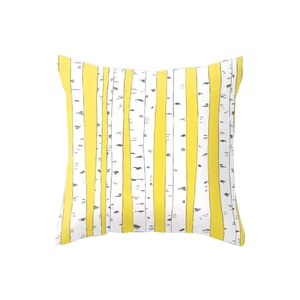 Modern square pillowcase with yellow and birch tree bark pattern stripes for home decor