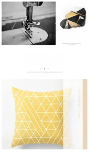 Close-up of geometric peach skin polyester pillow covers showing stitching and vibrant prints
