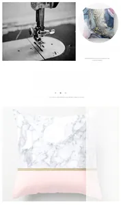 Detailed view of peach skin marble cushion cover with durable stitching and printing